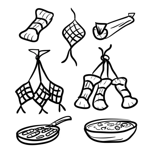 낙서 스타일의 전통 음식 — 스톡 벡터