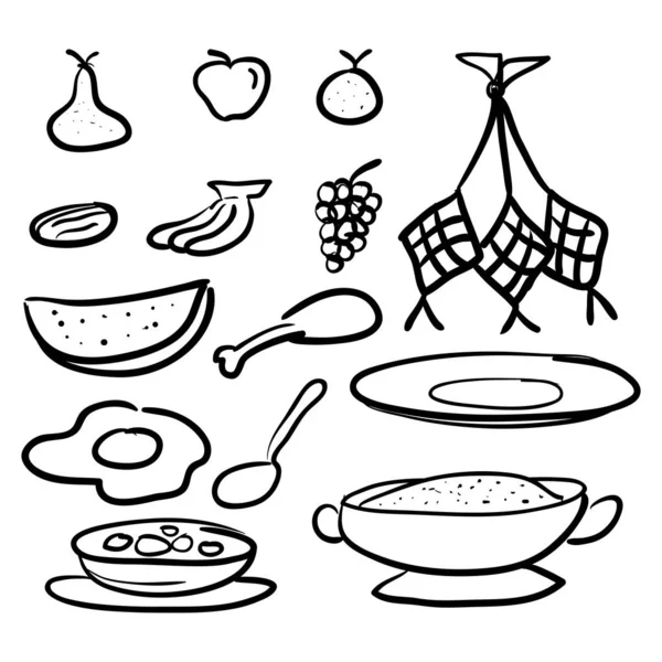 Doodle-Stil traditionelles Essen — Stockvektor