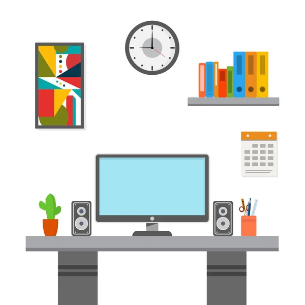 Vector illustration of workspace — Stock Vector