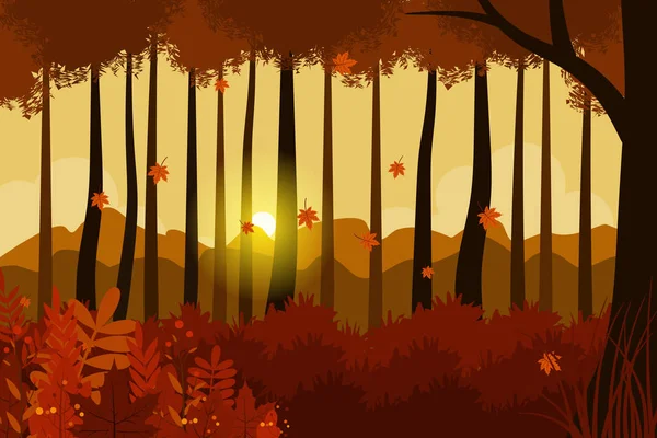 Diseño vectorial de la ilustración forestal de otoño — Vector de stock