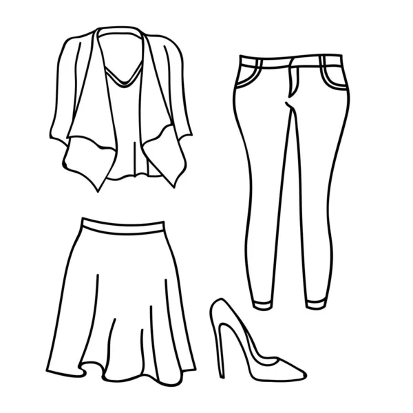 Women's outline clothes — Stock Vector