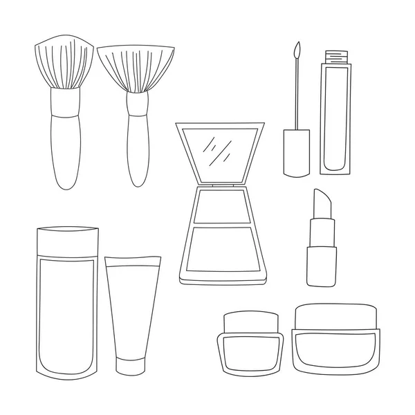 Diseño de esquema de herramienta de maquillaje — Vector de stock