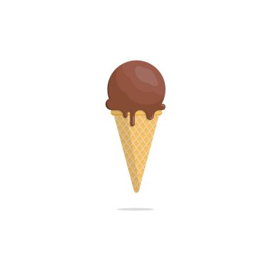 Tatlı ve soğuk çikolatalı dondurmanın katıksız tasarımı, izole edilmiş beyaz arka plan.