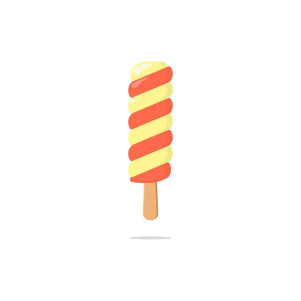 Diseño Plano Helado Stick Twist Fruta Dulce Sabor Aislado Fondo — Archivo Imágenes Vectoriales