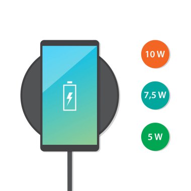 Vektör akıllı telefon tasarımı kablosuz şarj cihazı. modern akıllı telefon şarjı