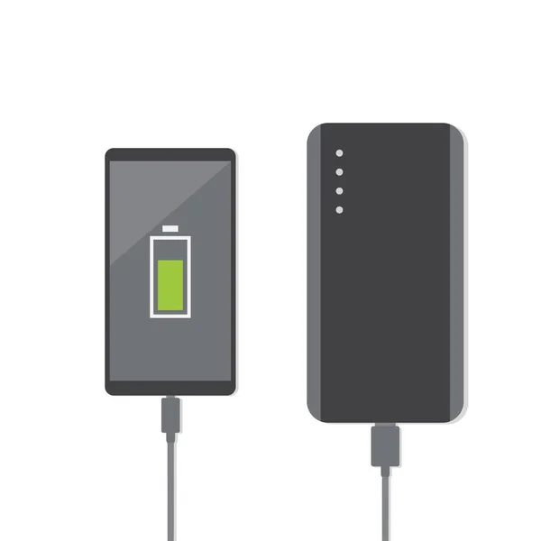 Laden Von Smartphones Mit Einer Powerbank — Stockvektor