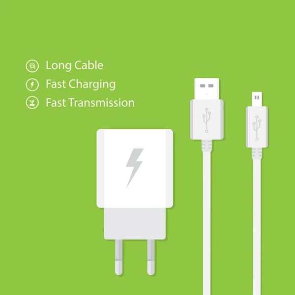 Adaptateur Plat Pour Chargeur Smartphone — Image vectorielle