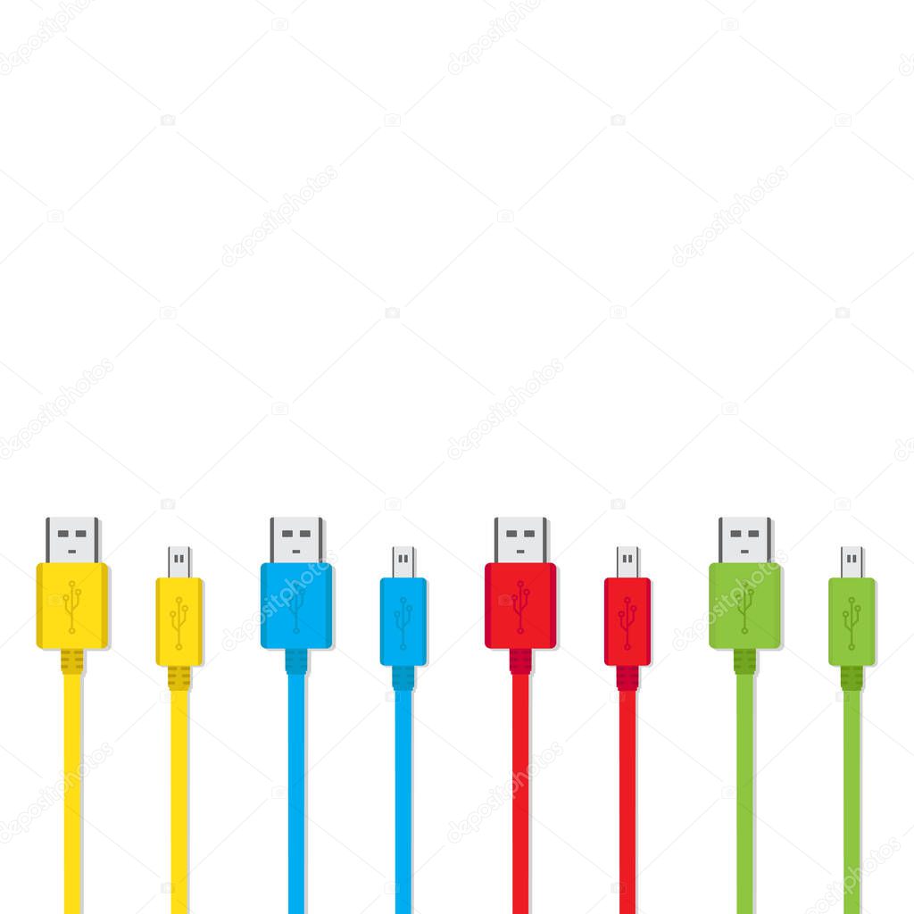 smartphone charger cable vector design of various colors