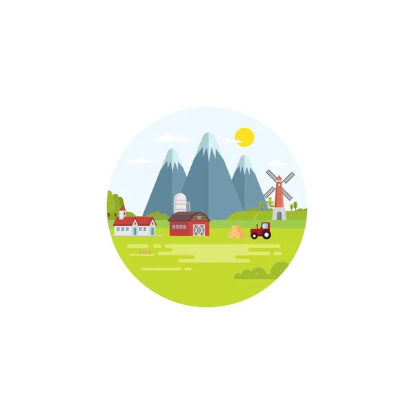 Landwirtschaftliche Runde Emblem Logo Illustration — Stockvektor