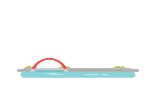 Міст Посеред Міста Сучасними Технологіями Розвиненою Інформацією Концепція Розумної Графіки — стокове відео
