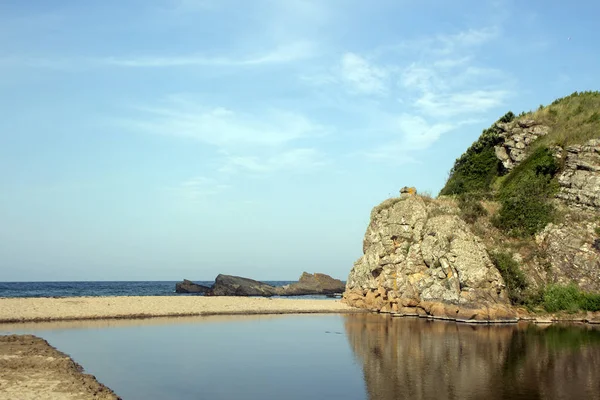 Paisaje Desde Desembocadura Del Río Butamata Mar Negro Playa Sinemorets —  Fotos de Stock