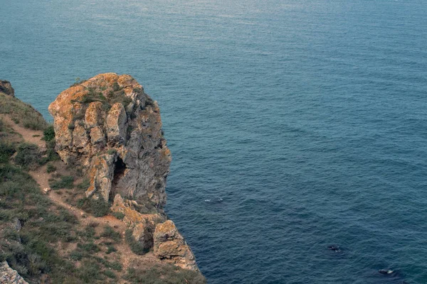 Roccia Calcarea Neogene Forma Testa Milioni Anni Capo Kaliakra Mar — Foto Stock