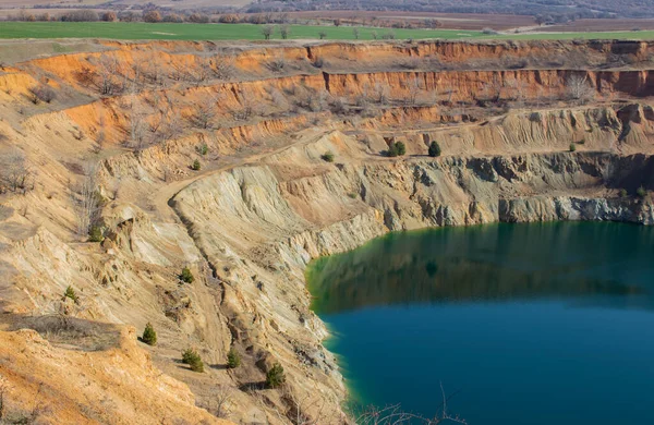 stock image A closer look at the toxic waters of an abandoned non-ferrous metal quarry. Tsar Assen, Bulgaria.