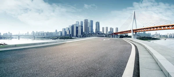 Clean Highway Leading City Financial District — Stock Photo, Image