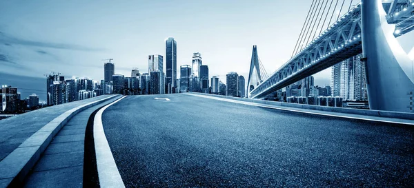 Clean Highway Leading City Financial District — Stock Photo, Image