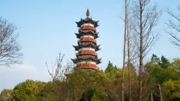 Chinese Traditional Ancient Architecture Pagoda Ancient Architecture Used Pray Good — Stock Video