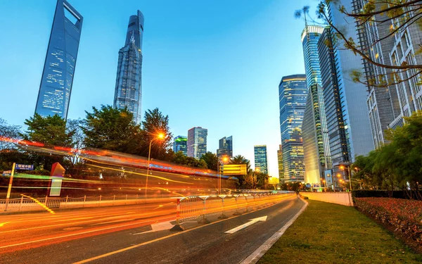 Light Trails Street Shanghai China — Stock Photo, Image