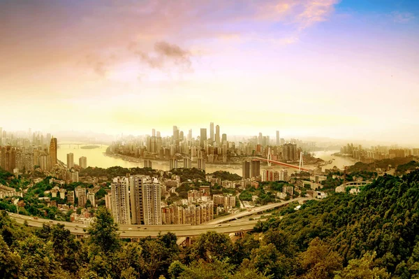 Luchtfoto Van Skyline Van Stad Chongqing China — Stockfoto