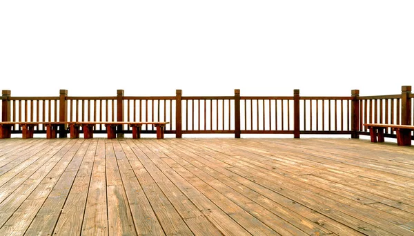 Wooden Floor Fence White Background — Stock Photo, Image