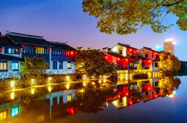 Wuxi gece sahne, Çin kasabasında ünlü su
