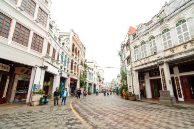 Haikou, Çin - 19 Nisan 2018: Haikou eski şehir Center.Haikou Güney Çin Denizi şehridir.