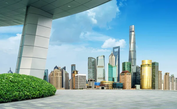 Bâtiments Modernes Sols Marbre Dans Quartier Financier Pudong Shanghai Chine — Photo