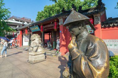 Nanjing, Çin - 11 Haziran 2018: Nanjing Konfüçyüs Tapınağı Gongyuan Street Qinhuai nehir Qinhuai bölgesinde, Nanjing kuzey kıyısında yer alır. Bu Çin antik kültür merkezidir.