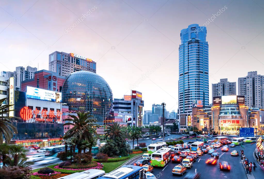 Shanghai, China - MAY 15, 2012:  Xujiahui in Shanghai. Xujiahui was established in May 1994 as a subdistrict of Xuhui District and is nowadays welknown for its electronics shopping malls