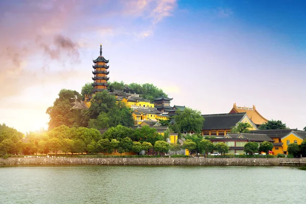 Jinshan Een Boeddhistische Heilige Plaats Het Zuiden Van Yangtze Rivier — Stockfoto