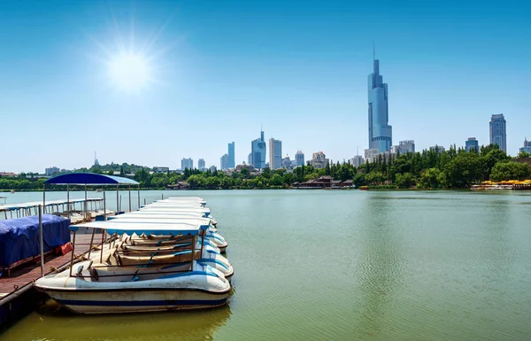 Nanjing Cityscape Čína Xuanwu Lake Financial District — Stock fotografie