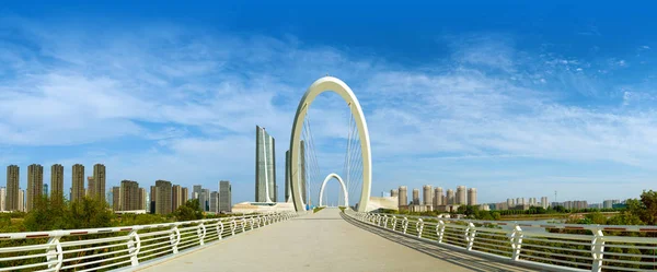 Cina Nanjing Città Skyline Edifici Moderni Paesaggio Crepuscolare — Foto Stock