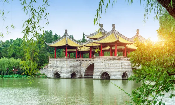 Wuting Bridge Ook Bekend Als Lotusbrug Een Beroemd Oud Gebouw — Stockfoto