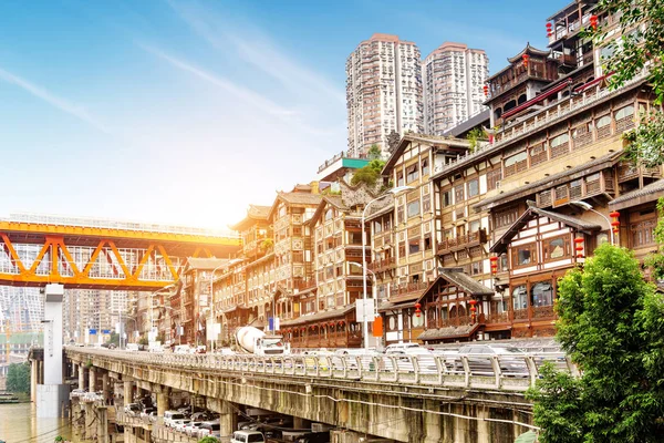 Chongqing Arquitetura Clássica China Hongyadong — Fotografia de Stock