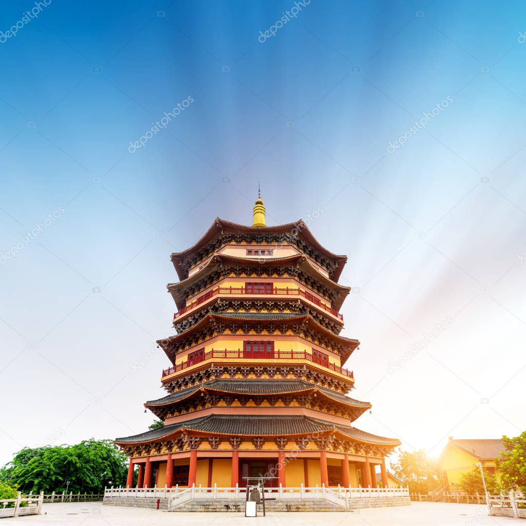 Chinese traditional ancient architecture: pagoda. Ancient architecture used to pray for good luck.