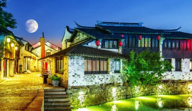 Wuxi gece sahne, Çin kasabasında ünlü su