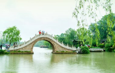 Yangzou, Çin - 19 Haziran 2018: İnce West Lake 2000 mu Toplam alan ve su alanı 700. MU'nun şehir, Kuzey Batı banliyölerinde bulunur.