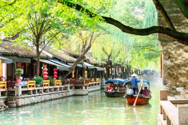 Zhouzhuang - Çin - 25 Haziran, 2018: antik şehir Zhouzhuang bir tarihi ve kültürel Çin yeridir. Jiangsu Province, Çin'de bulunan.