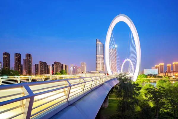 China Nanjing Skyline Cidade Edifícios Modernos Paisagem Noturna — Fotografia de Stock