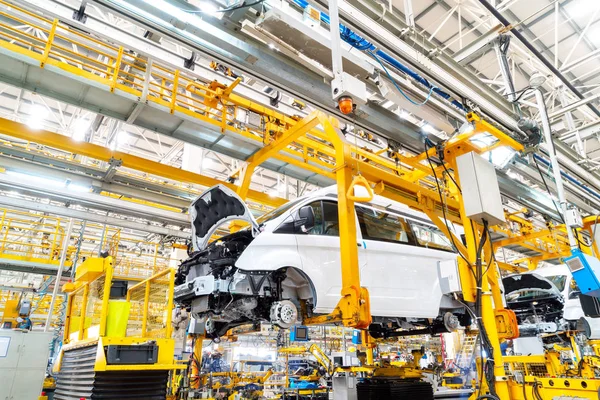 Nowoczesna Linia Produkcyjna Samochodów Zautomatyzowane Urządzenia Produkcyjne — Zdjęcie stockowe