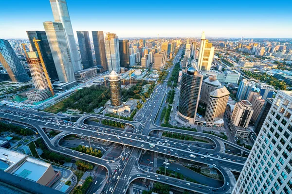 Höghus Och Viadukter Stadens Finansiella Distrikt Beijing Kina — Stockfoto