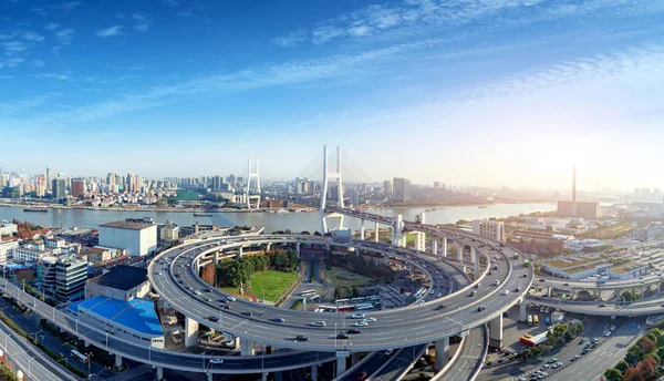 Prachtige Nanpu Brug Oversteken Van Huangpu Rivier Shanghai China — Stockfoto