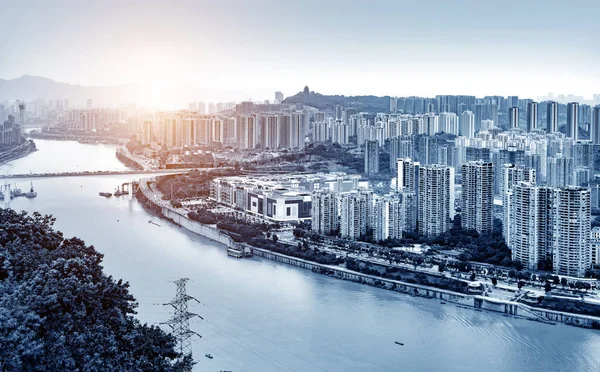 Veduta Aerea Del Fiume Yangtze Del Paesaggio Della Città Chongqing — Foto Stock