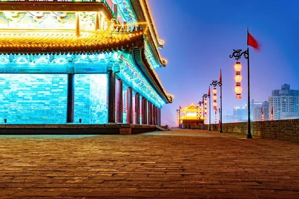 Forntida Stadsmur Natten Kina Royaltyfria Stockbilder