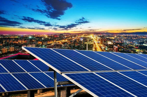 Scene Notturne Urbane Fotovoltaiche Moderne Pechino Cina — Foto Stock