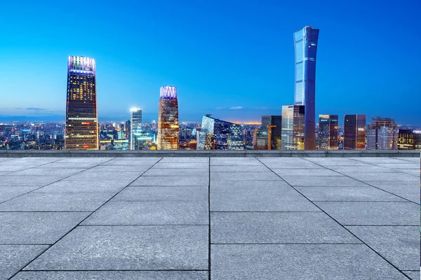 Marble Platform Modern Urban Night View Beijing China — Stock Photo, Image