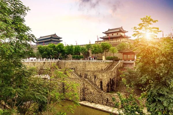 Xian Antigua Muralla Ciudad Foso China Shaanxi Imagen De Stock