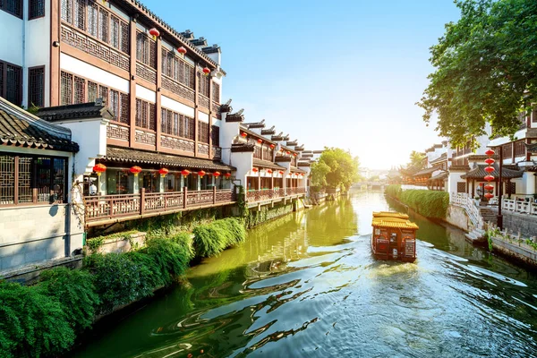 Nanjing Konfüçyüs Tapınağı Manzara Bölgesi Qinhuai Nehri Nsanlar Ziyarete Geliyor - Stok İmaj