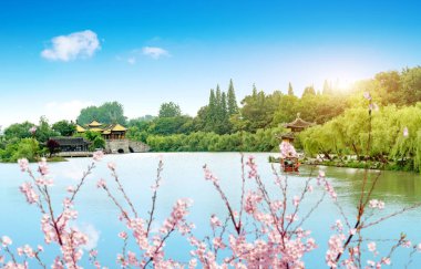 Yangzhou Slender Batı Gölü Wuting Köprüsü