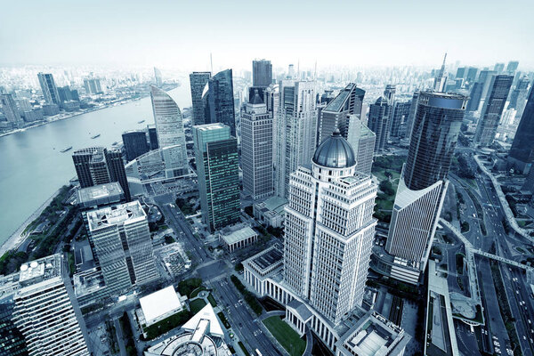 Modern skyscrapers of the metropolis, Shanghai, China.