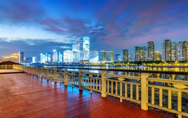 Fuzhou City, Çin, gece manzarası